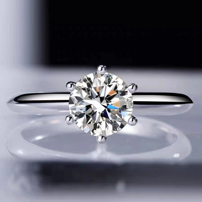 T Family Six-Claw Ring Moissanite Ring Classic Couple Wedding Engagement 925 Sterling Silver Ring Manufacturers - Image 3